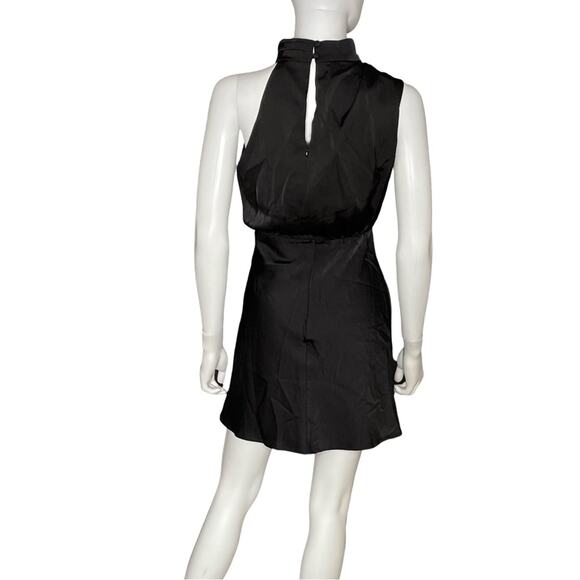Lulus Modern Instinct Black Satin Mock Neck A-Line Mini Dress Women’s Sz S - Picture 6 of 8